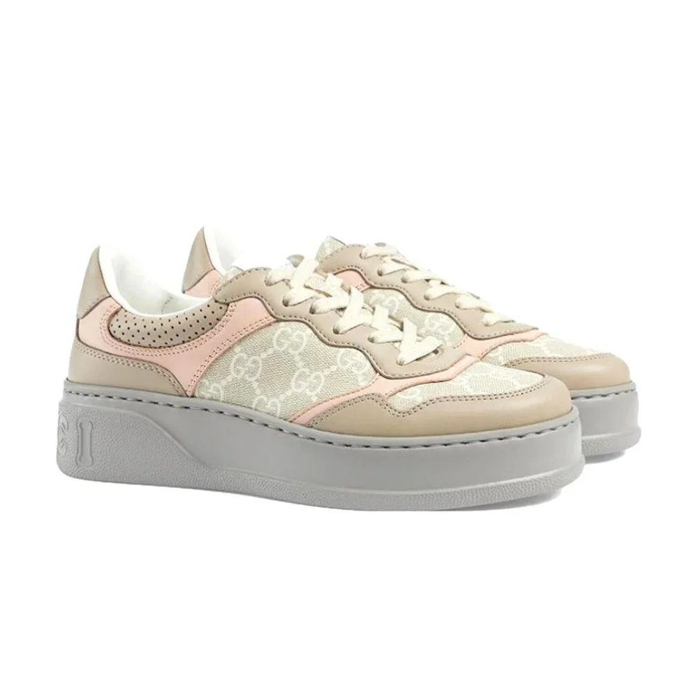 NEW GUCCI GG Logo Supreme Canvas Leather Sneakers Women's EU 41.5 US 11.5 Authen